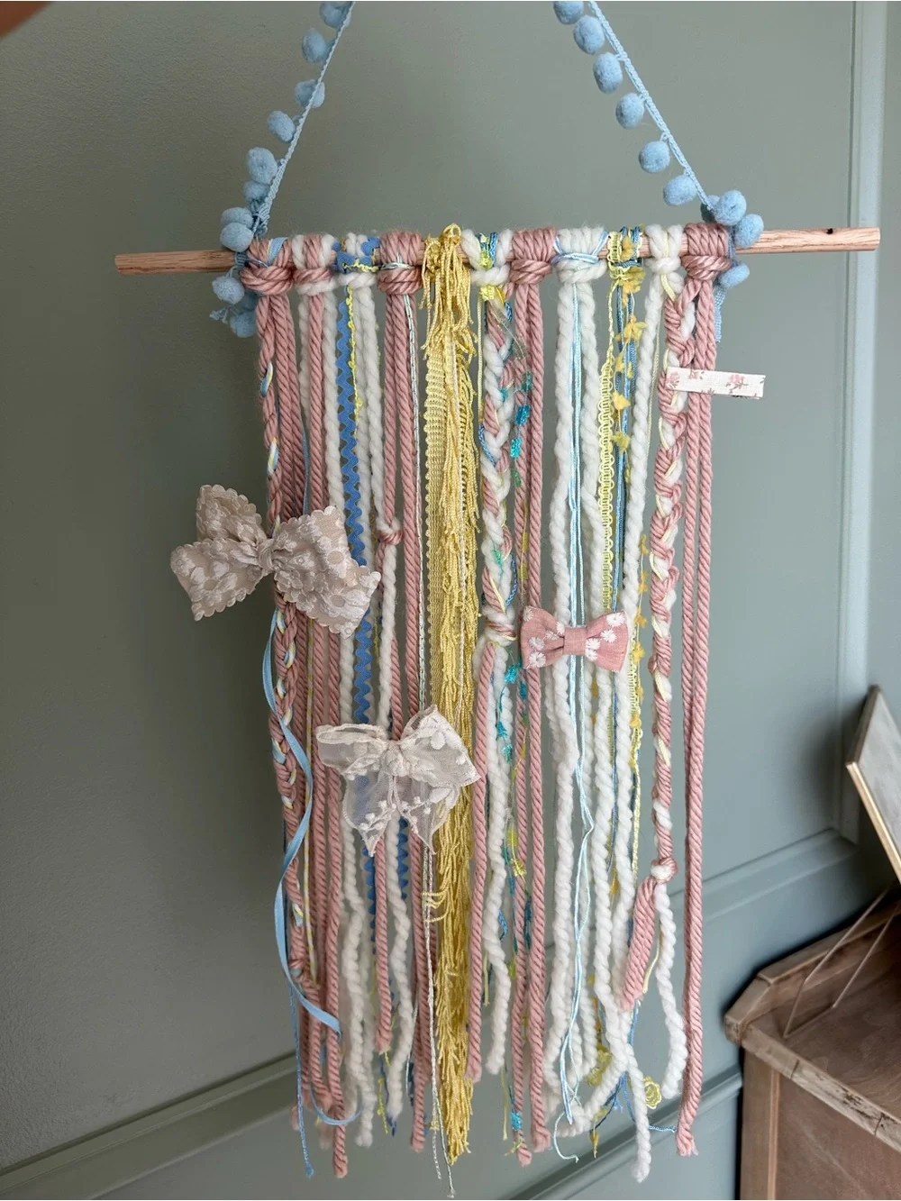 Handmade Boho Bow Wall Hanging for baby girl nursery